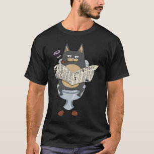 Svart katt på toalett Tidningskatt T Shirt