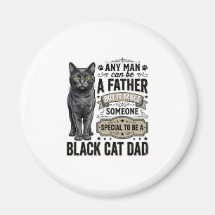 Svart Katt Pappa Vintage Gravyr T-Shirt Design_1 Magnet