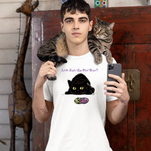 Svart katt Påskägg Jakt Högtid Gul T Shirt
