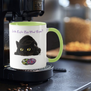 Svart katt påskägg jakt semester gul mugg