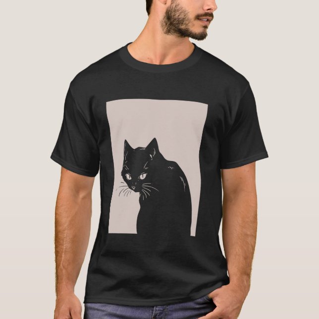 Svart Katt Pastell Goth T Shirt (Framsida)