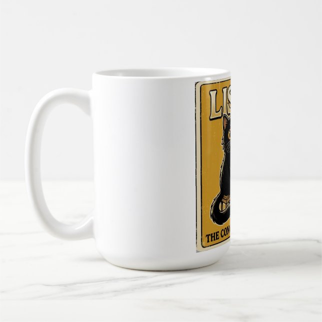 Svart katt pianomusik design kaffemugg (Vänster)