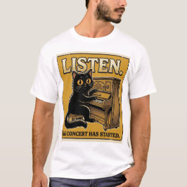 Svart katt pianomusik design t shirt