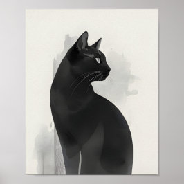 Svart katt porträtt väggkonst perfekt present