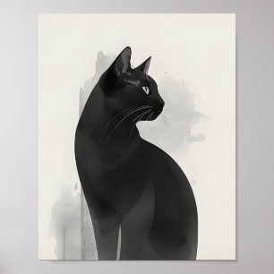 Svart katt porträtt väggkonst perfekt present