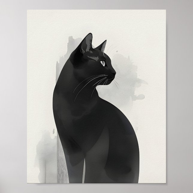 Svart katt porträtt väggkonst perfekt present  (Framsidan)