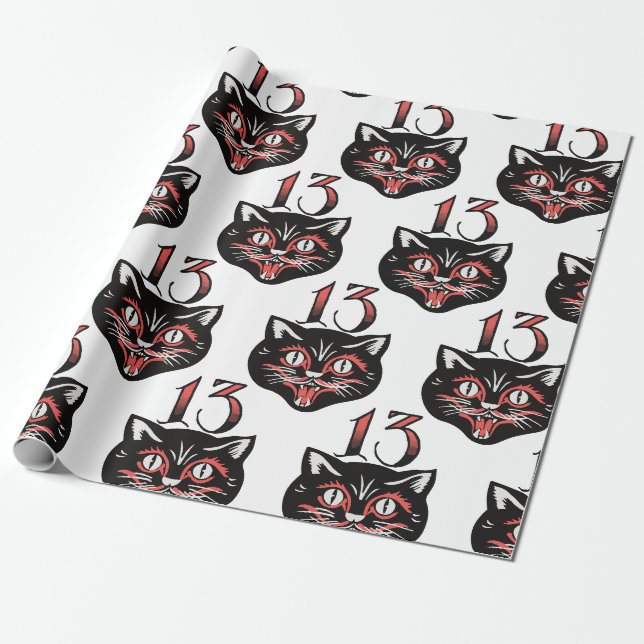Svart katt presentpapper (Utrullad)