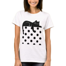 Svart katt Prickig T-shirt