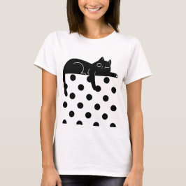 Svart katt Prickig T-shirt