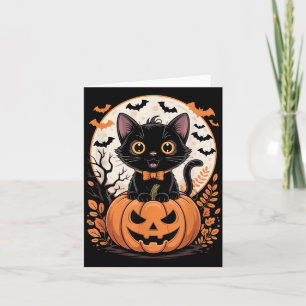 Svart Katt Pumpa Halloween Kostym Höst Kort