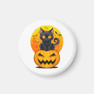 Svart Katt Pumpa Halloween Kostym Magnet