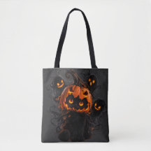 Svart Katt Pumpa Halloween Väska - Spöklik Ghos