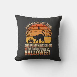 Svart Katt Pumpa Halloween Vektor Design Kudde