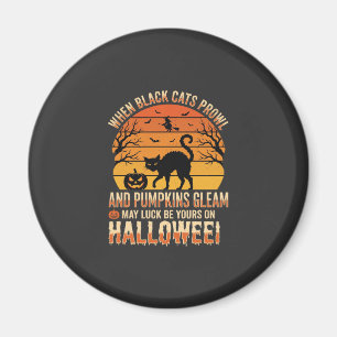 Svart Katt Pumpa Halloween Vektor Design Magnet