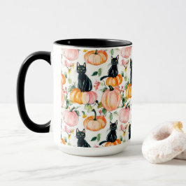 Svart katt & pumpa höstspöklik Halloween-kaffe Mugg
