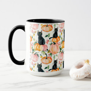 Svart katt & pumpa höstspöklik Halloween-kaffe  Mugg