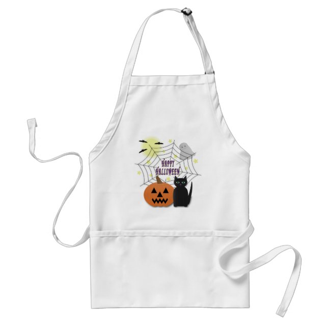 Svart katt & pumpa inte läskig Halloween Förkläde (Framsidan)