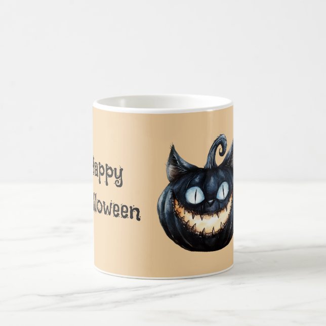 Svart Katt Pumpa Kaffemugg (Center)