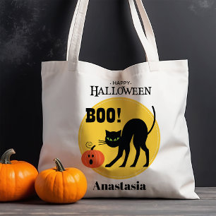 Svart Katt Pumpa Personlig Halloween Tygkasse