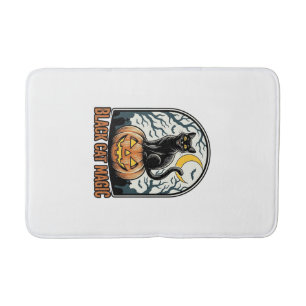 Svart Katt Pumpa Vintage Halloween Gravyr_1 Badrumsmatta