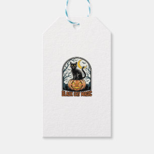 Svart Katt Pumpa Vintage Halloween Gravyr_1 Presentetikett
