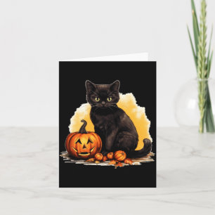 Svart Katt Pumpa Vintage Katter Skräckinjagande Ha Kort