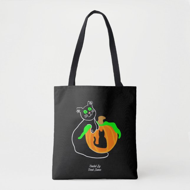 Svart katt Pumpkin All-over-Print Tote Bag Tygkasse (Framsida)