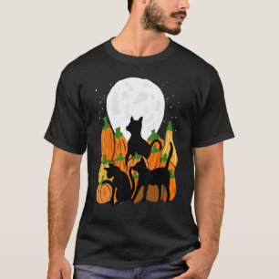 Svart katt & pumpor Halloween Fullmåne Kuslig G T Shirt