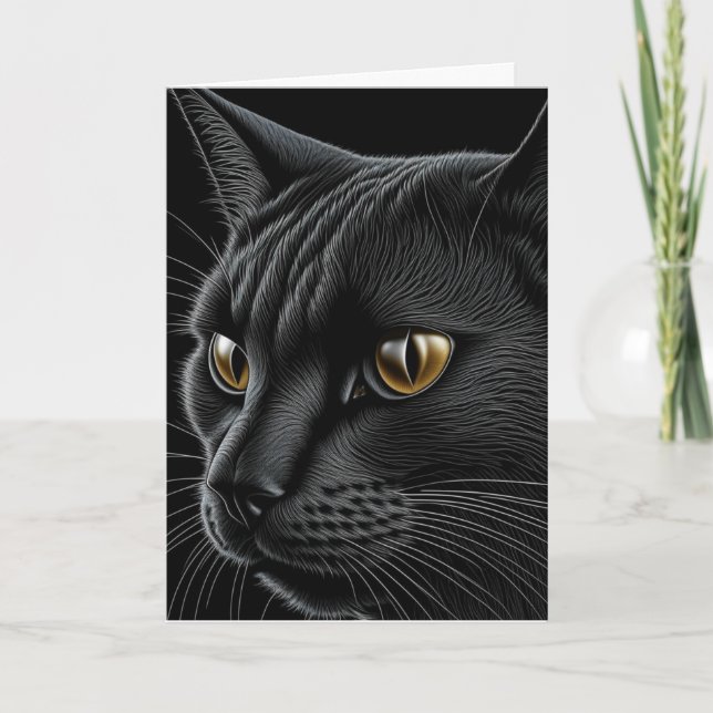 Svart Katt Puns Lycka Till Födelsedagen Kort (Framsida)