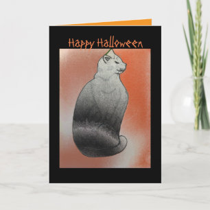 Svart katt redigerbar Halloween Kort