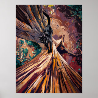 Svart katt-Redo för att klättra Poster utskrift av