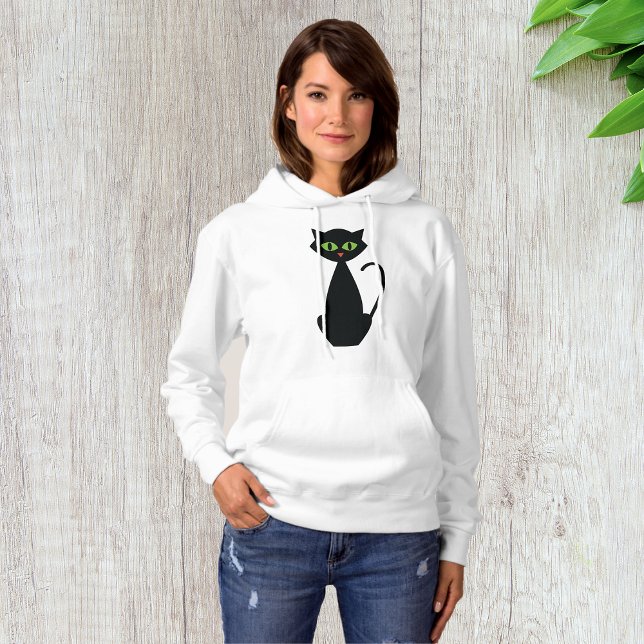 Svart katt Retro grönögd Halloween silhuett T Shirt (Skapare uppladdad)