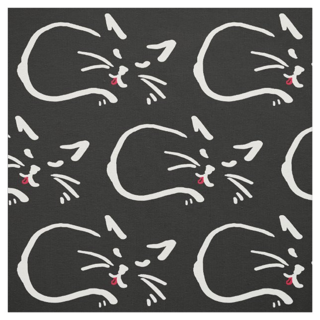 Svart katt, röd tunga tyg (Provkarta)