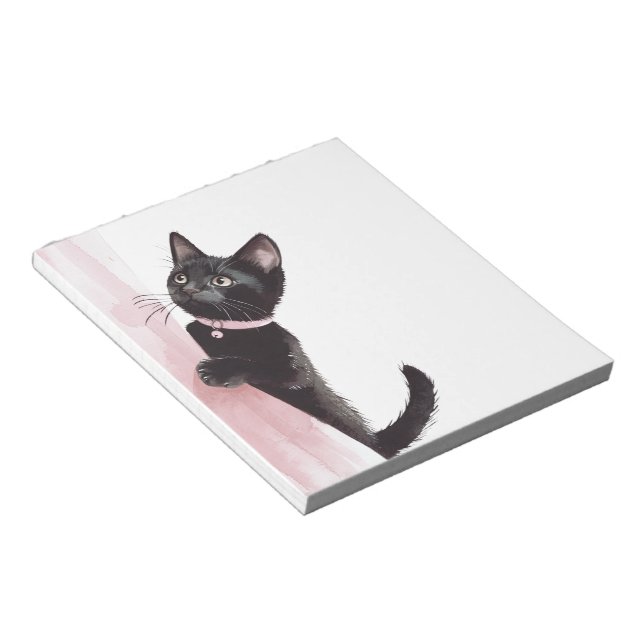 Svart Katt Rosa Gardin Anteckningsblock (Vinklad)