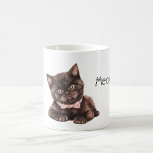 Svart Katt Rosa Slinga Kaffemugg