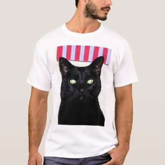 Svart katt/rött vitt blått t-shirt