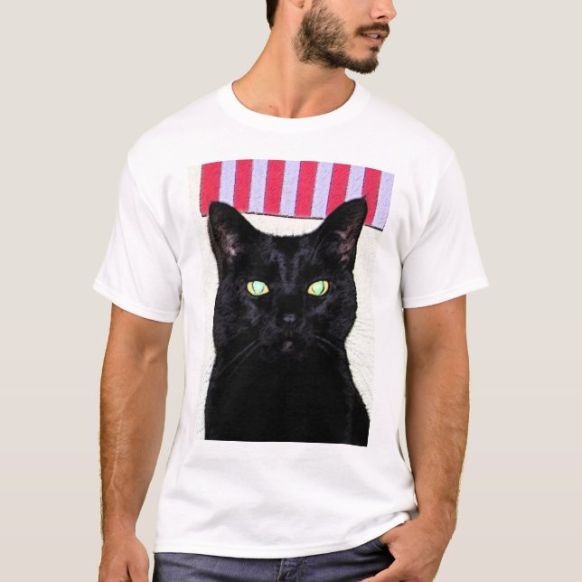 Svart katt/rött vitt blått t-shirt (Framsida)