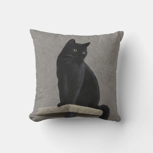 Svart katt royalty  kudde (Framsida)
