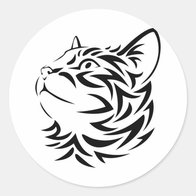 svart katt runt klistermärke (Framsida)