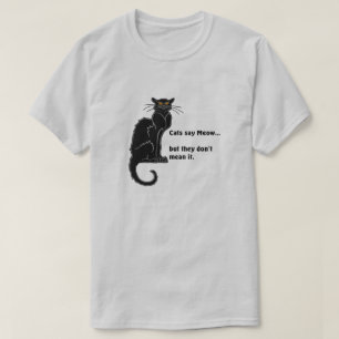 Svart "Katt säger Meow..." T-Shirt