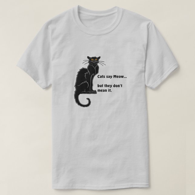 Svart "Katt säger Meow..." T-Shirt (Design framsida)