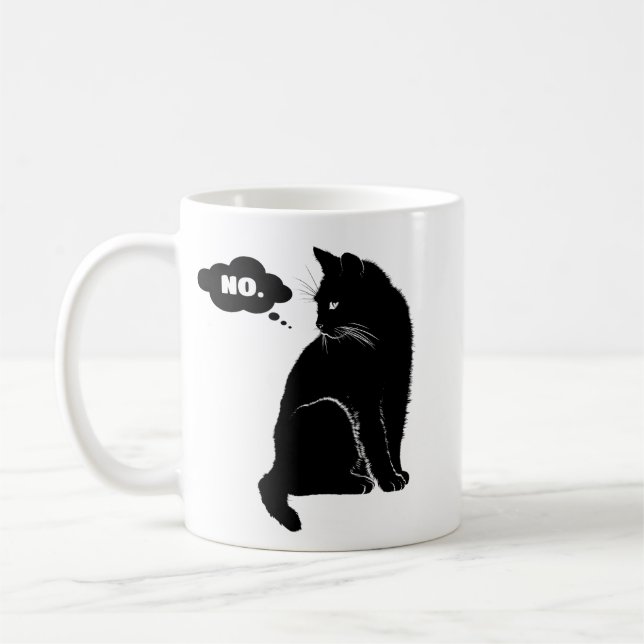 Svart katt säger nej – Rolig kattmamma  Kaffemugg (Vänster)