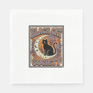 Svart Katt Sällskap Katt Svart Katt Vintage Vektor Pappersservett