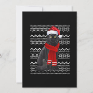 Svart Katt Santa Hatt FULA Jul Pyjamas Kläder Gåvo Julkort