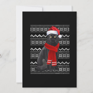 Svart Katt Santa Hatt FULA Jul Pyjamas Kläder Gåvo Julkort