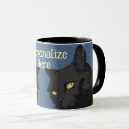 Svart katt sarkastisk kuslig vintage illustration mugg