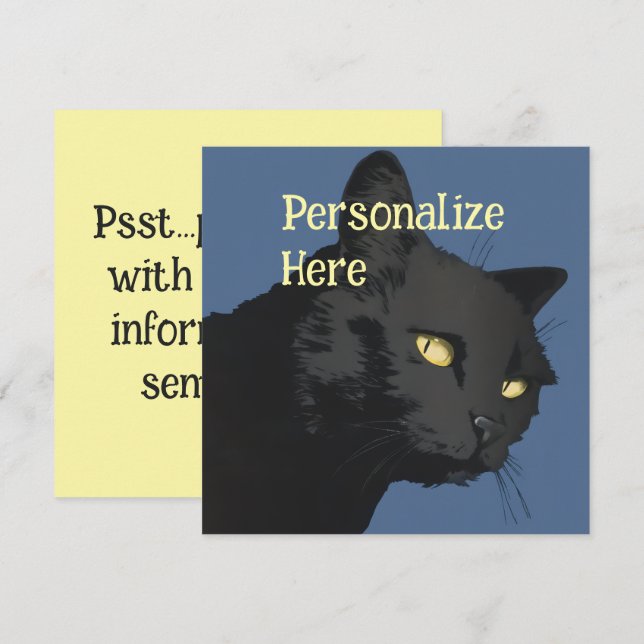 Svart katt sarkastisk spöklik vintageillustration  (Fram/baksida)