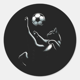 Svart Katt Saxkick - Fotbollsfans Kvinnor Män Barn Runt Klistermärke