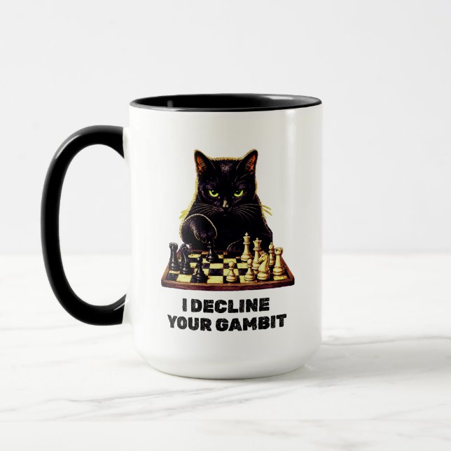 Svart katt schackmästare mugg (Vänster)
