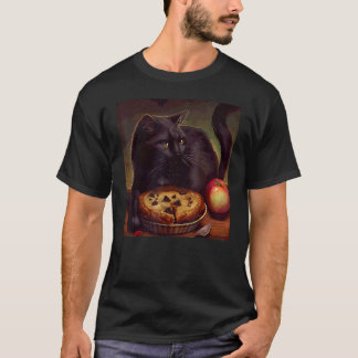Svart Katt Sengångare Äppelpaj T Shirt
